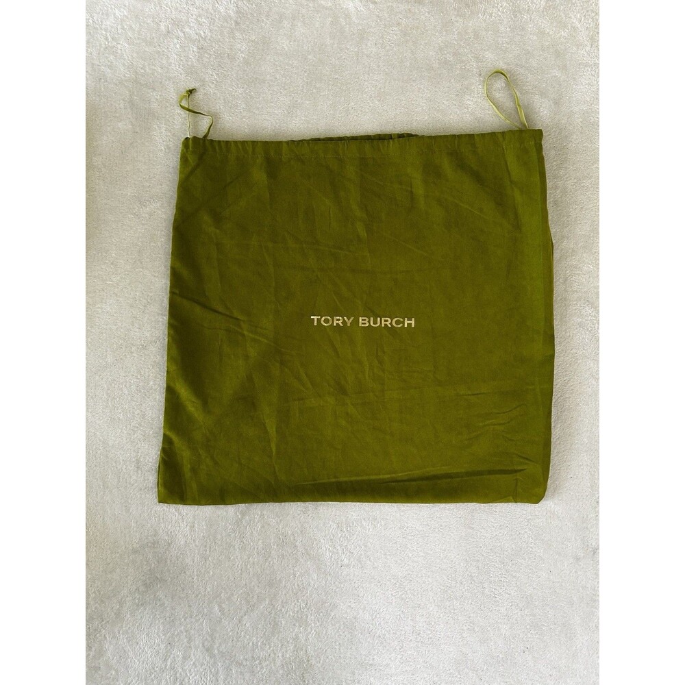 Tory Burch Green Drawstring Dust Bag With Gold Logo Lettering 22”x21”